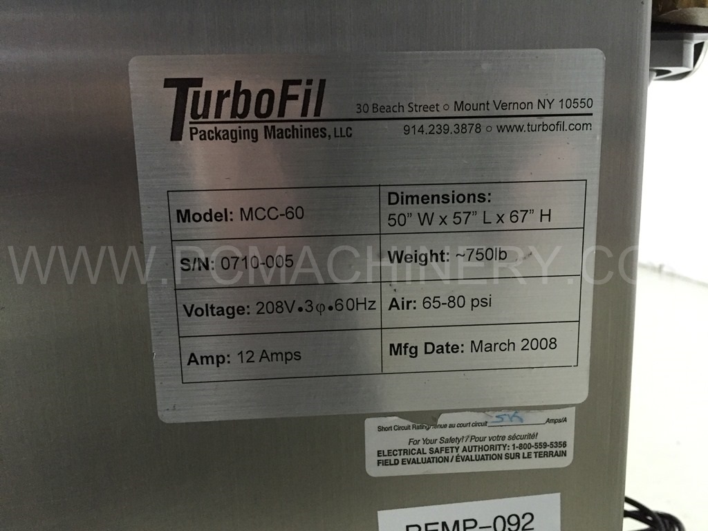 Tapadora TurboFil Packaging Machines, LLC. MCC-60