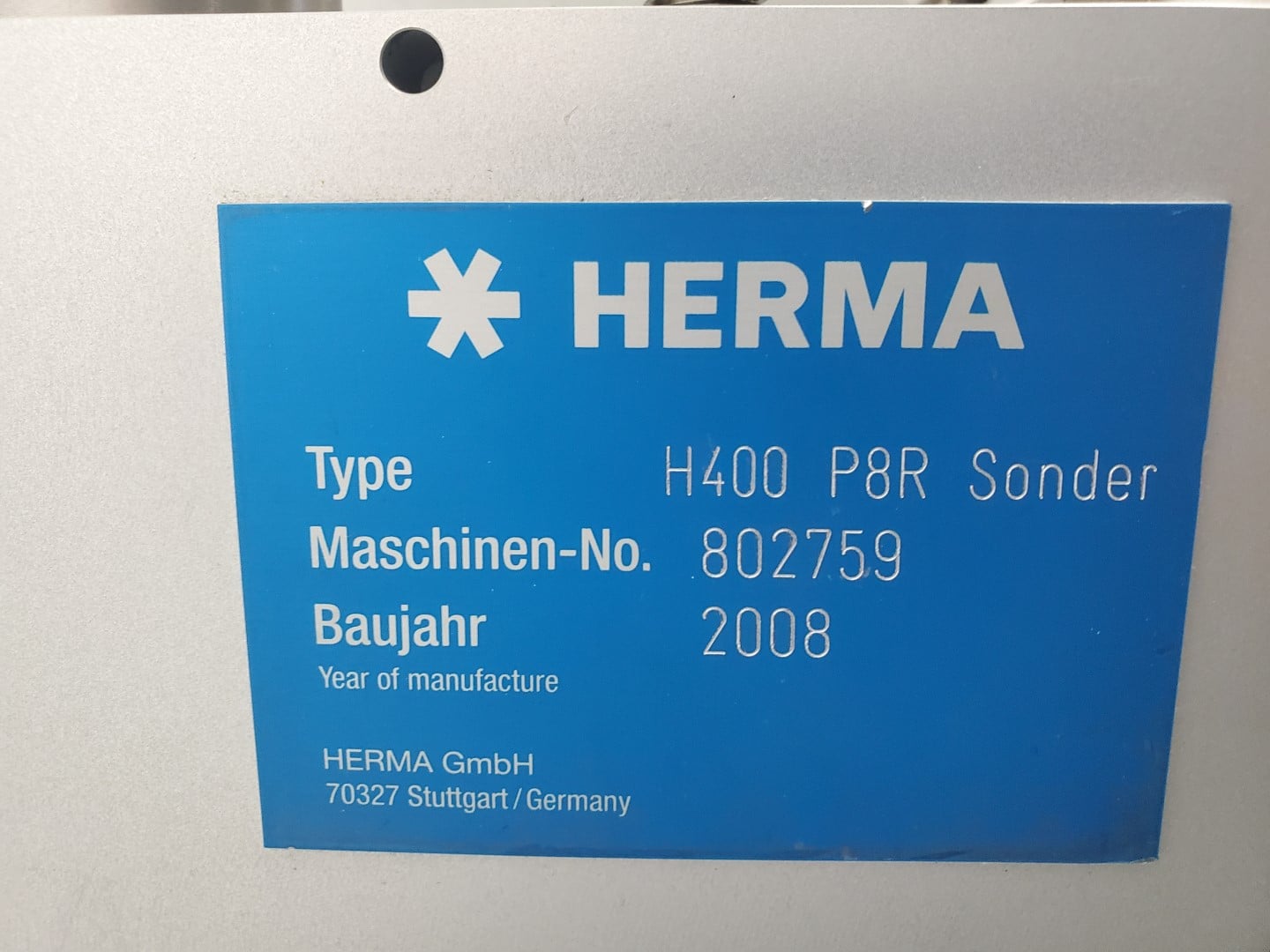 Used Herma label applicator labeler model H400 P8R Sonder