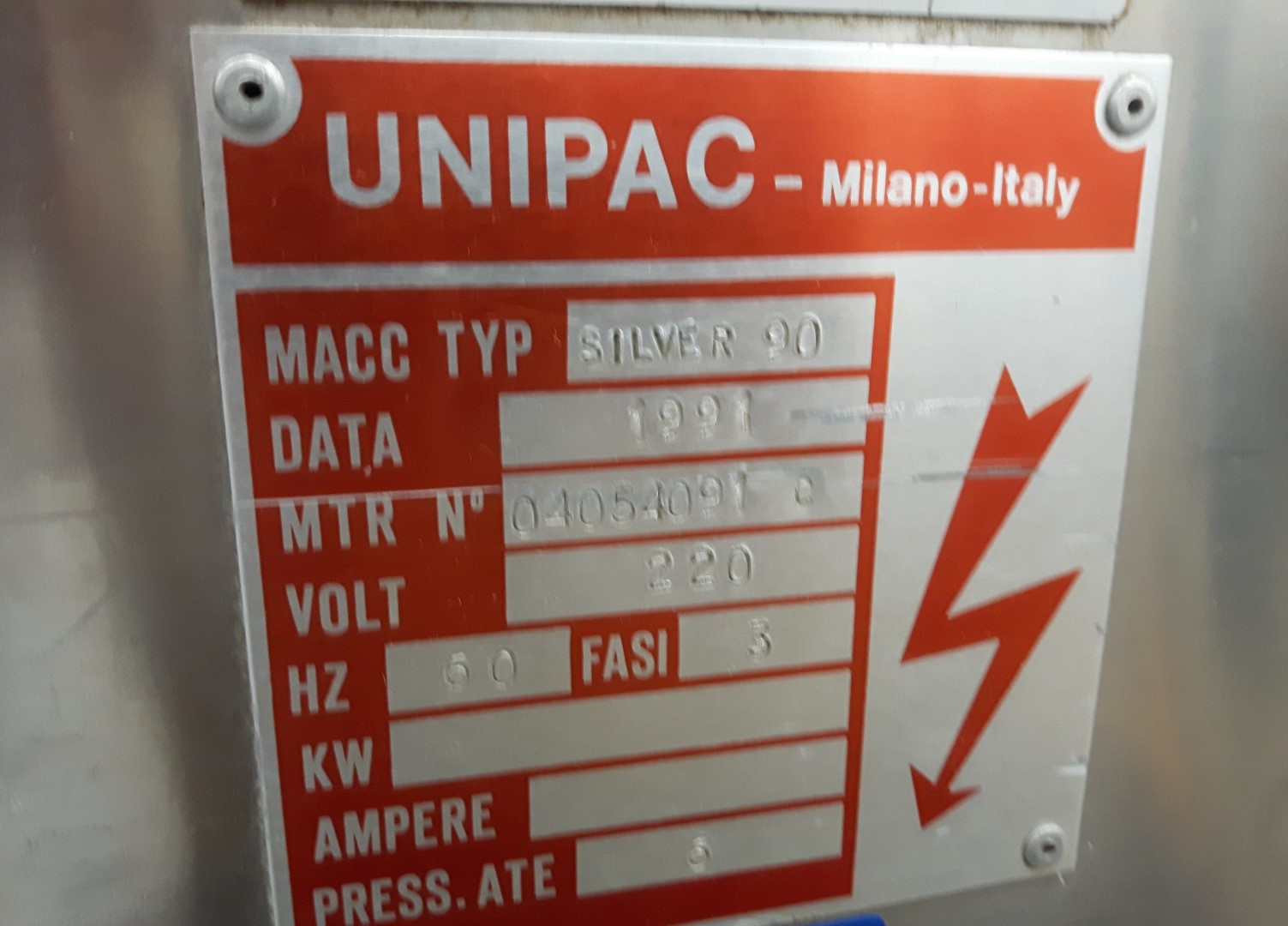 Used Unipac metal tube filler model Silver 90 with tube feeder